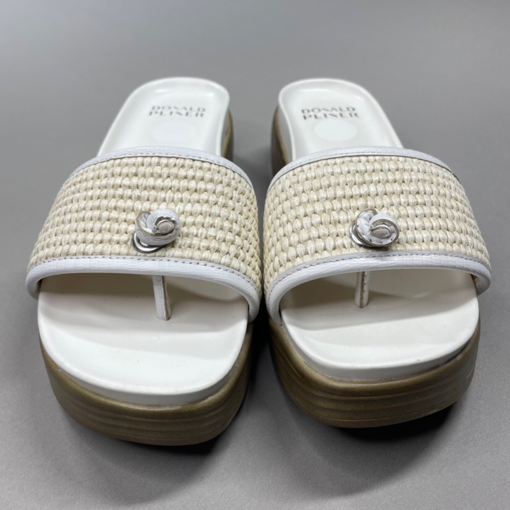 NEW Donald Pliner Shoes Womens 8 white brown Farrah sandal slip on casual - Picture 3 of 11